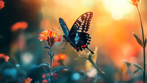 Twilight garden glow crowns a jewel toned butterfly pause