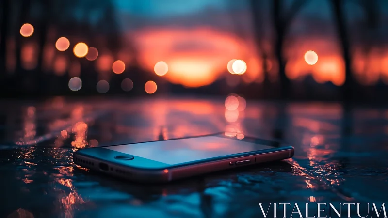 Smartphone Glows Under Sunset's Warm Embrace