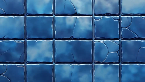 Gleaming blue glass tiles with softly rippled reflections.