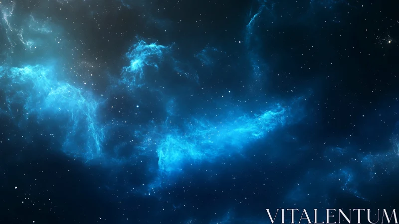 Gentle blue nebula drifts across a quiet star filled sky