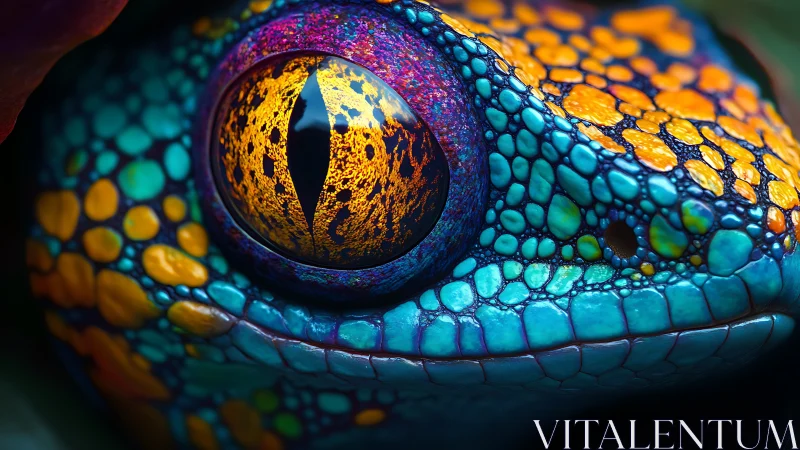 Close-up digital rendering shows reptile eye and scaled head