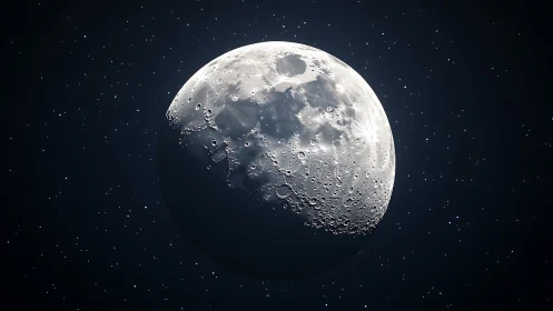 Sharp lunar crescent rises against dense star field