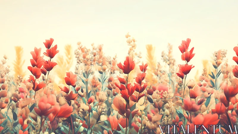 Red Tulips in Golden Afternoon Light