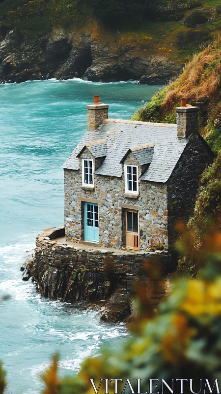 Isolated Stone Cottage on Rocky Coastal Outcrop