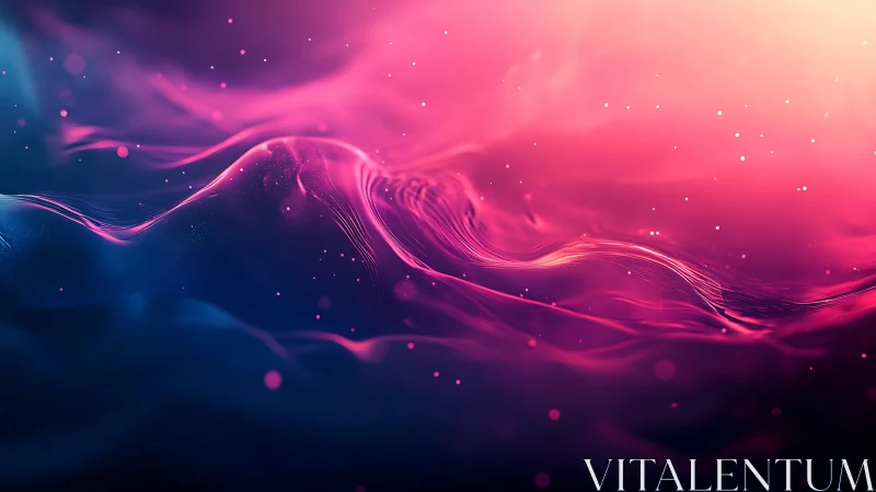 Neon tidal waves drift through a cosmic cotton-candy dusk.