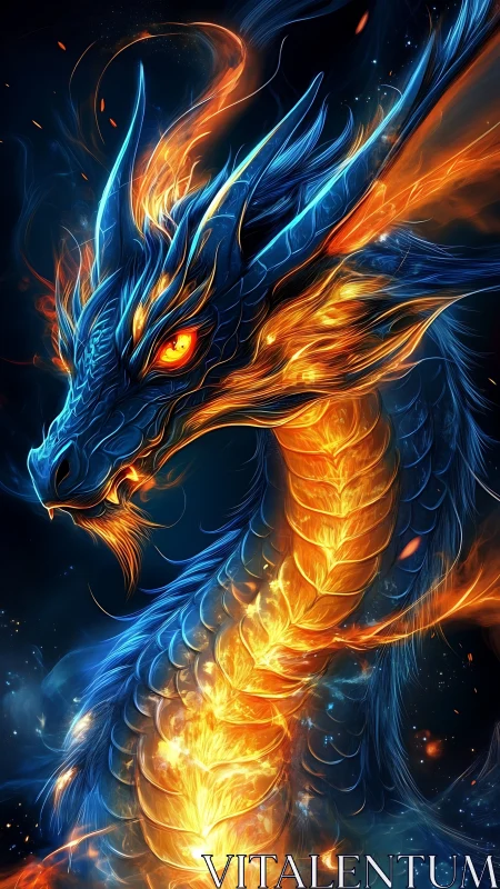 Plasma-ignited serpentine dragon rendered in luminous vectors.