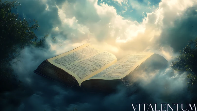 Skyborne scripture drifts through luminous storyclouds.