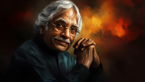 Warmly lit elder with kind eyes and thoughtful presence.