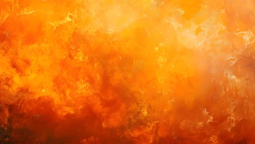 Vibrant fiery orange abstract painting with textured brush strokes.