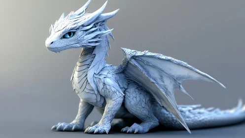 Gentle ice-blue baby dragon waiting for a first adventure.
