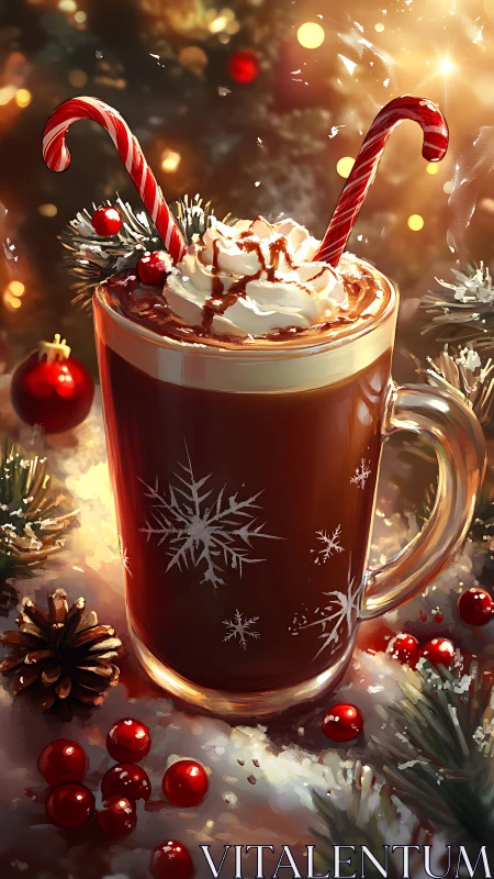 Spectral holiday cocoa glass with whipped cream turbulence.