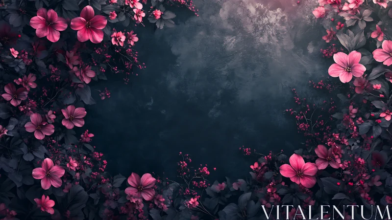 Moody Floral Symphony: Pink Cosmos Against Twilight Haze.