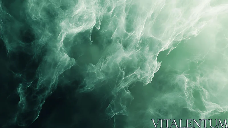 Ethereal Green Smoke Texture with Abstract Swirling Patterns.