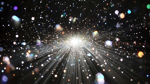 Starlit burst of glittering light in a dreamy cosmic night.