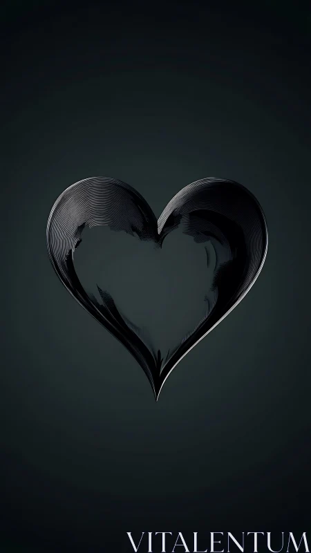 Monochromatic Heart Form Rendered in Reflective Three-Dimensional.