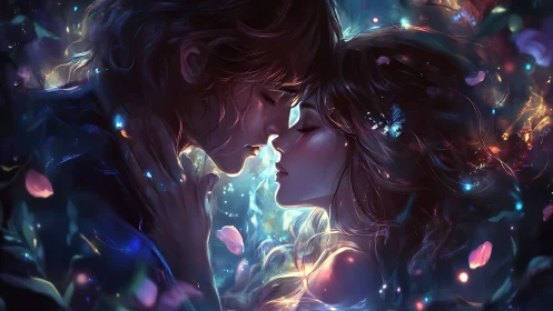 Luminescent Connection: Two Souls Merged in Ethereal Light
