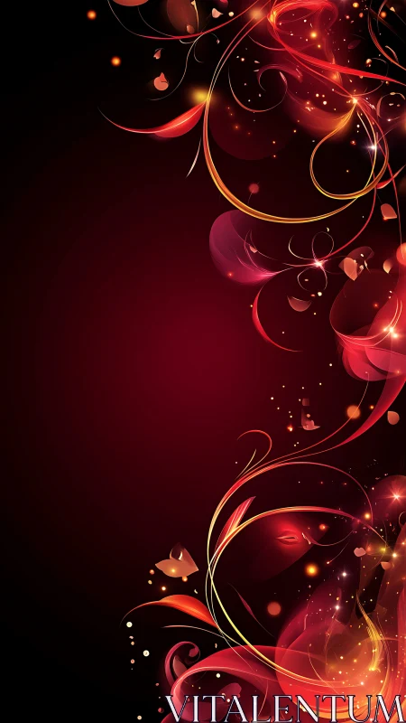 Luminous Ornamental Flourish with Glowing Particle Cascades