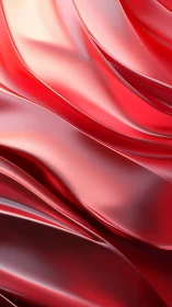 Red metallic abstract waves with smooth reflective folds.