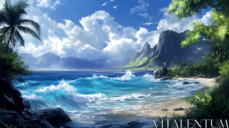 Tropical Paradise Beach with Dramatic Cliffs.