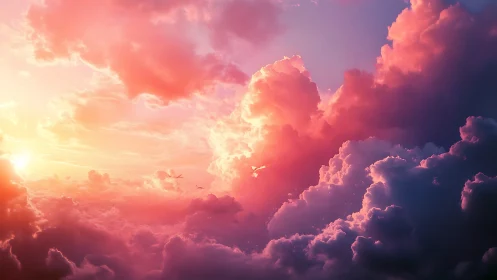 Radiant sunset cumulonimbus rendered in luminous digital color