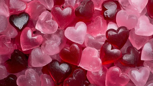 Glistening Heart Gummies in Shades of Love.