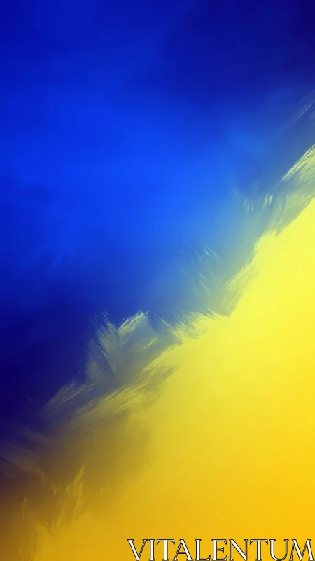 Blue and yellow diagonal abstract color field composition.