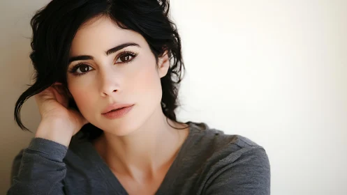 Soft-lit portrait captures a calm, introspective young woman