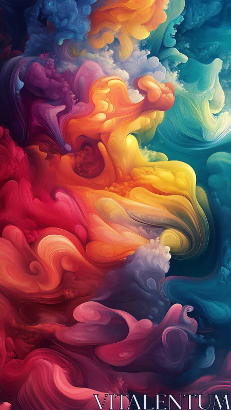 Multicolor fluid dynamics swirl in high-saturation abstract field