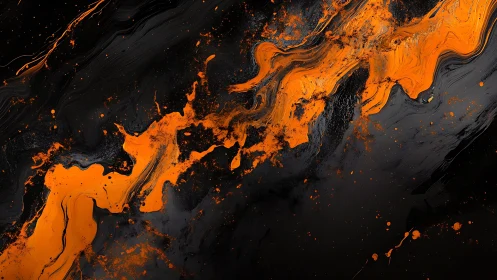 Molten Ember River Across Obsidian Night Canvas.