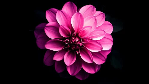 Volumetric Dahlia: Neon Botanical Form Against Void.