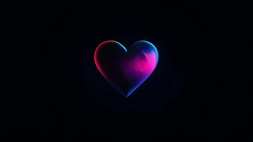 Neon Heart with Gradient Glow Against Dark Background.