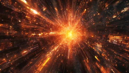 Stellar data vortex exploding from luminous digital core.