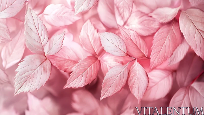 Soft pink leaves drift together in a gentle, dreamy glow