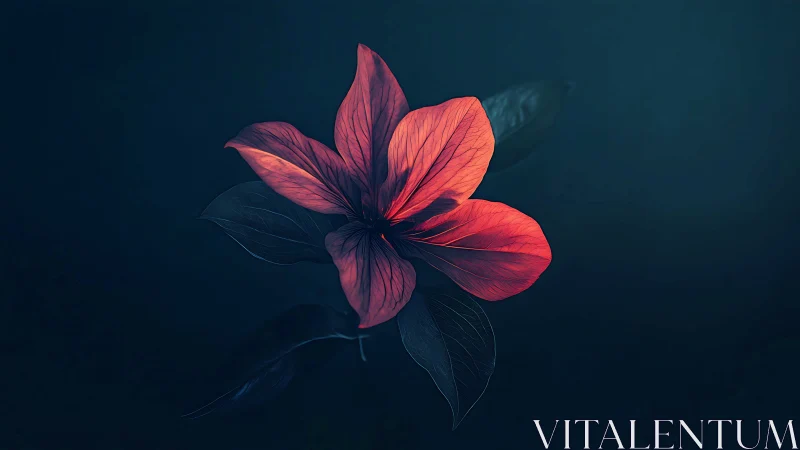 Luminescent Flower Against Deep Teal. Dramatic Chiaroscuro Study.