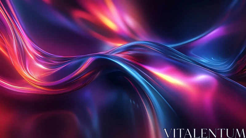 Shimmering neon waves flow together in soft glowing motion