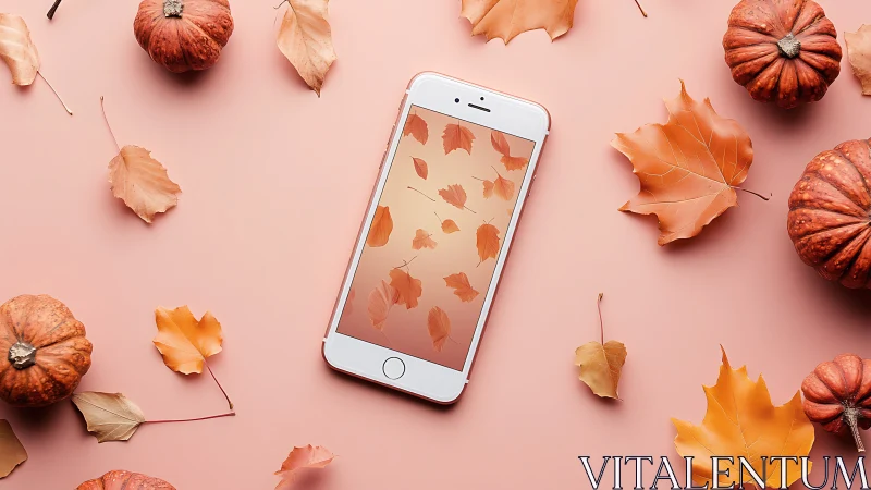 Autumn leaves swirl through a smartphone&rsquo;s softly glowing screen