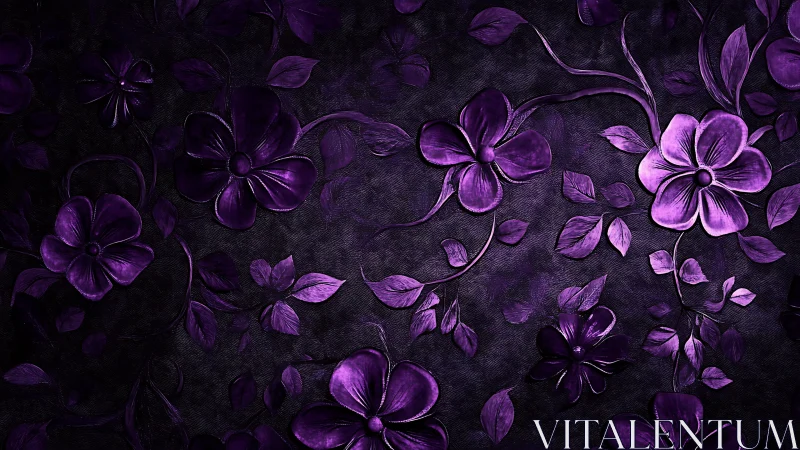 Purple Flowers on Dark Textured Background