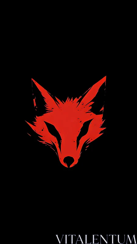 Bold crimson fox emblem glowing against deep black night.
