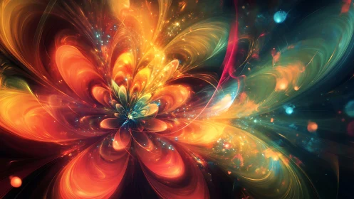 Fractal energy bloom radiating luminous cosmic petals.