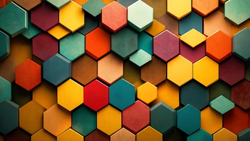 Multicolor extruded hexagonal wall grid with directional lighting