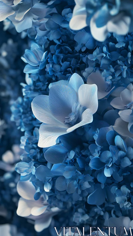 Cerulean Blossoms: Where Ivory Petals Dance Through Azure Dreams