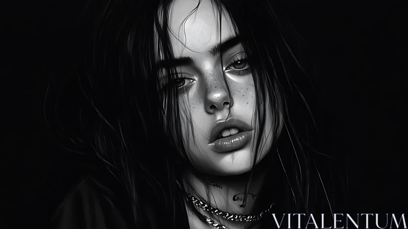 Moody monochrome portrait captures raw, defiant emotion.