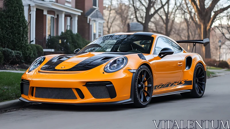 Orange Porsche GT3 RS street profile with carbon accents.