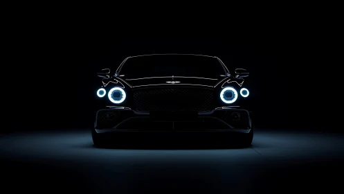 Midnight halo coupe prowling from the velvet dark.