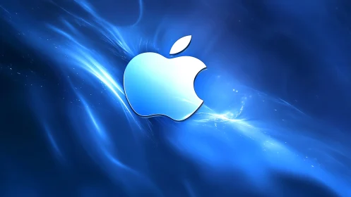 Apple's Luminous Icon Radiates Blue Energy.
