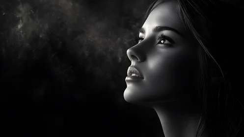 Soft light on a hopeful face turned gently toward dreams.