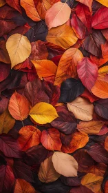 Overlapping autumn leaves in uniform overhead arrangement.