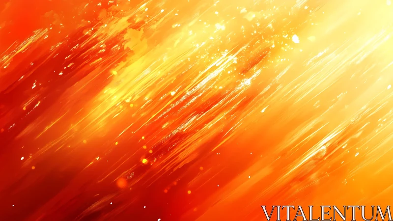 Abstract fiery orange and yellow digital painting with radiant streaks.