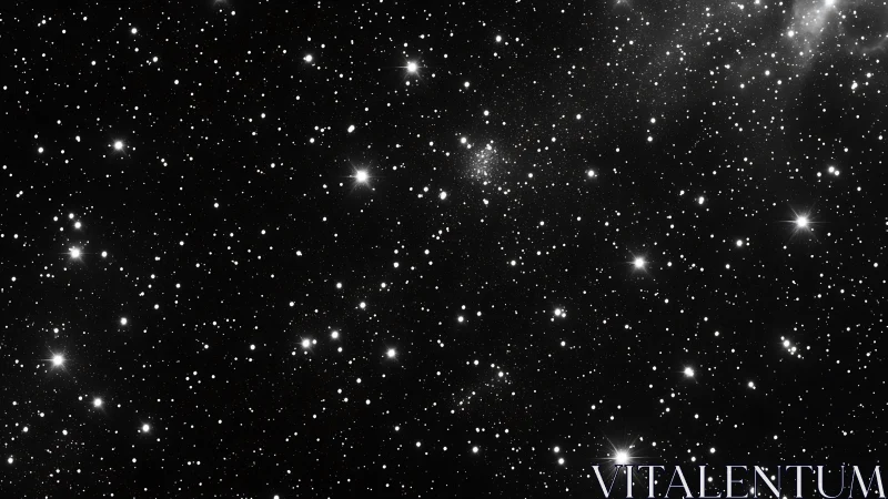 Dense star field fills monochrome deep space photograph