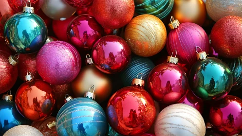 Baubles crowd together and quietly rehearse for Christmas